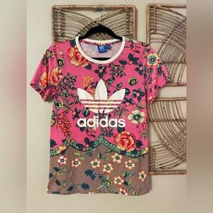 Adidas Farm Rio Jardineto Trefoil Floral Graphic Tee Shirt Women' Sz‎ XS/S B39